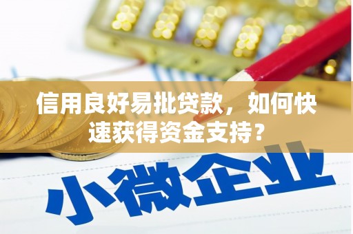 江川信用良好易批贷款，如何快速获得资金支持？