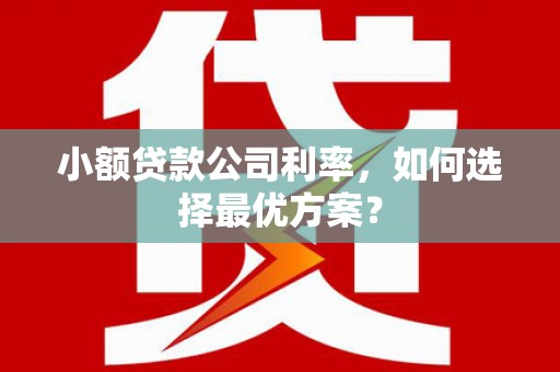 江川小额贷款公司利率，如何选择最优方案？