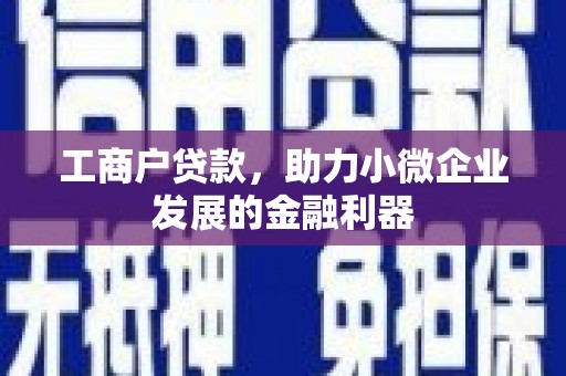 江川工商户贷款，助力小微企业发展的金融利器
