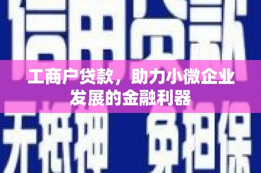 江川工商户贷款，助力小微企业发展的金融利器