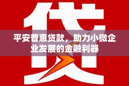 江川平安普惠贷款，助力小微企业发展的金融利器